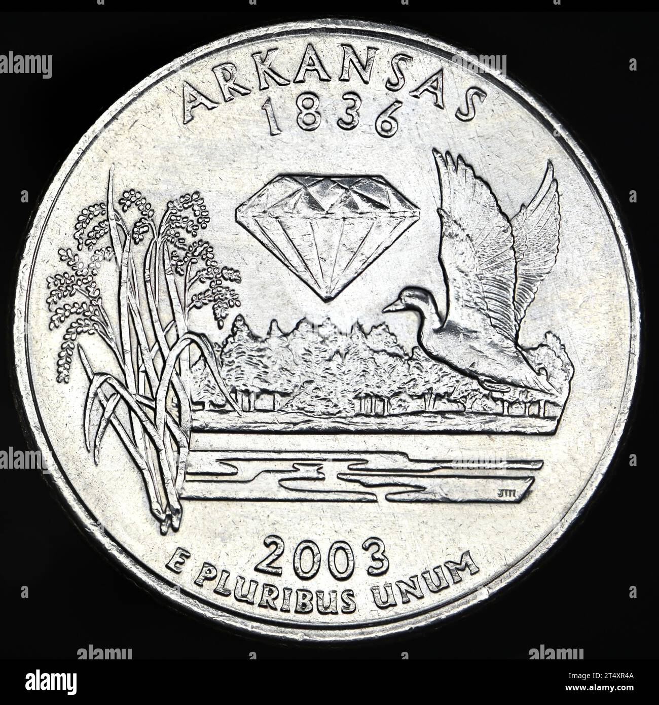 US Commemorative State Quarter Dollar : Arkansas (1836) Stock Photo