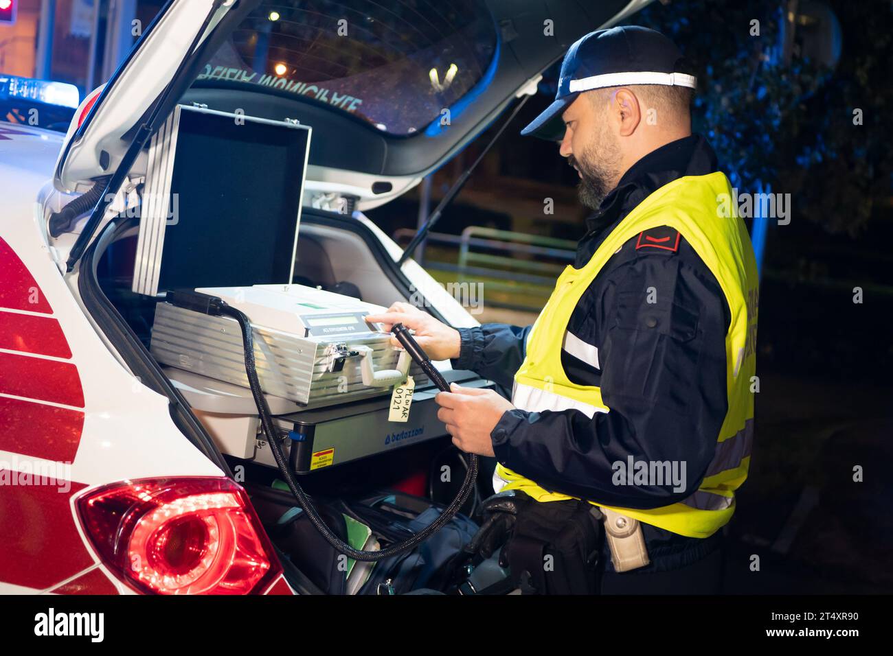 Italy, Tuscany region, Arezzo, October 31, 2023 Traffic police