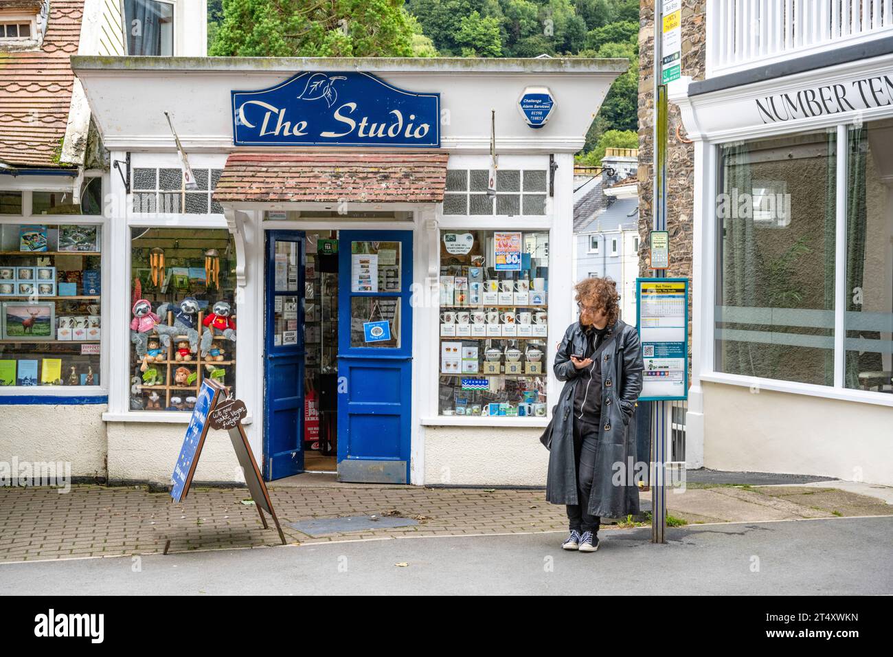 Part of the 19th Century Pavilion Building, occupied by a gift shop, Lee Road, Lynton, Devon, UK. Stock Photo
