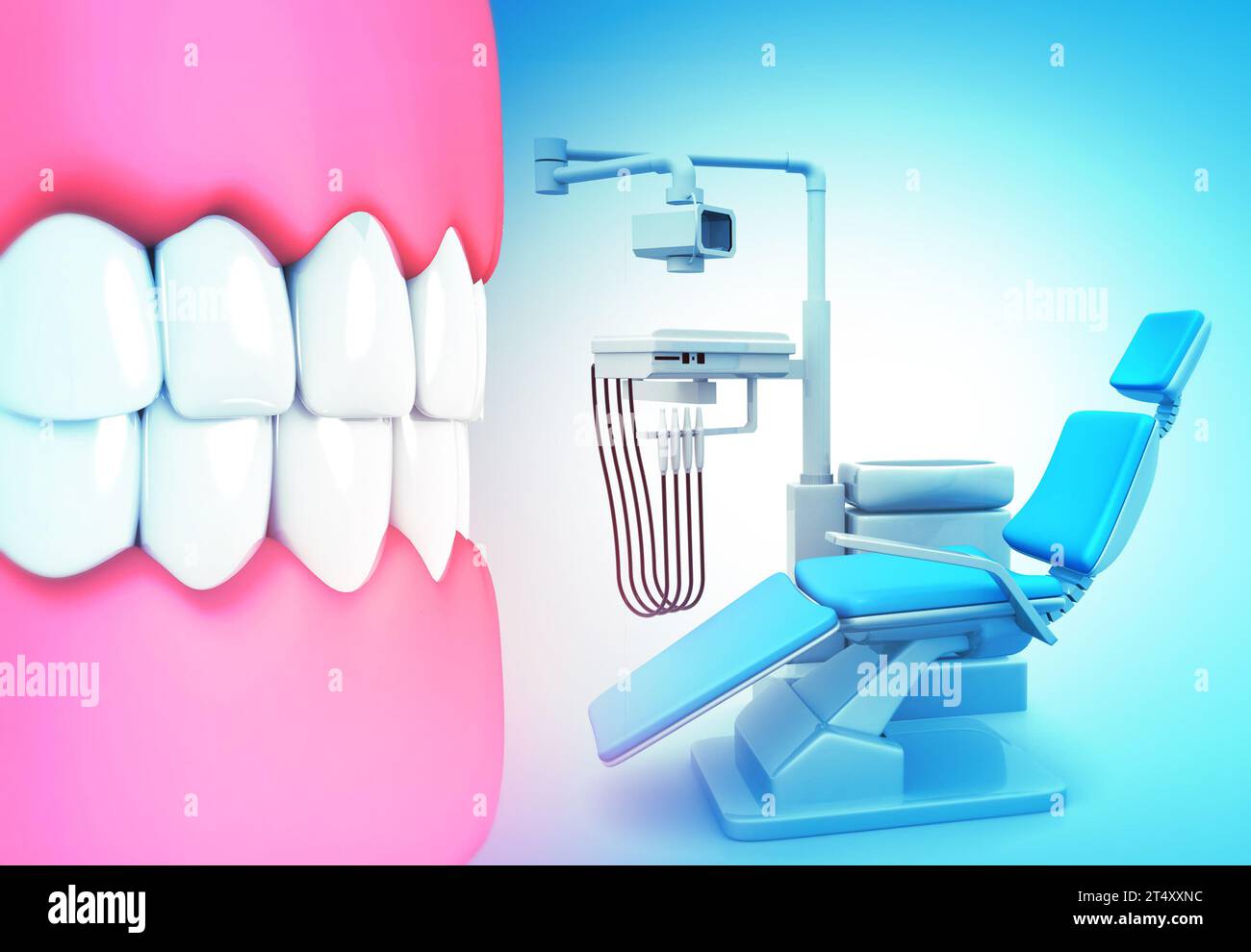 Human tooth with Dental Chair. Dental Services. 3d illustration Stock ...