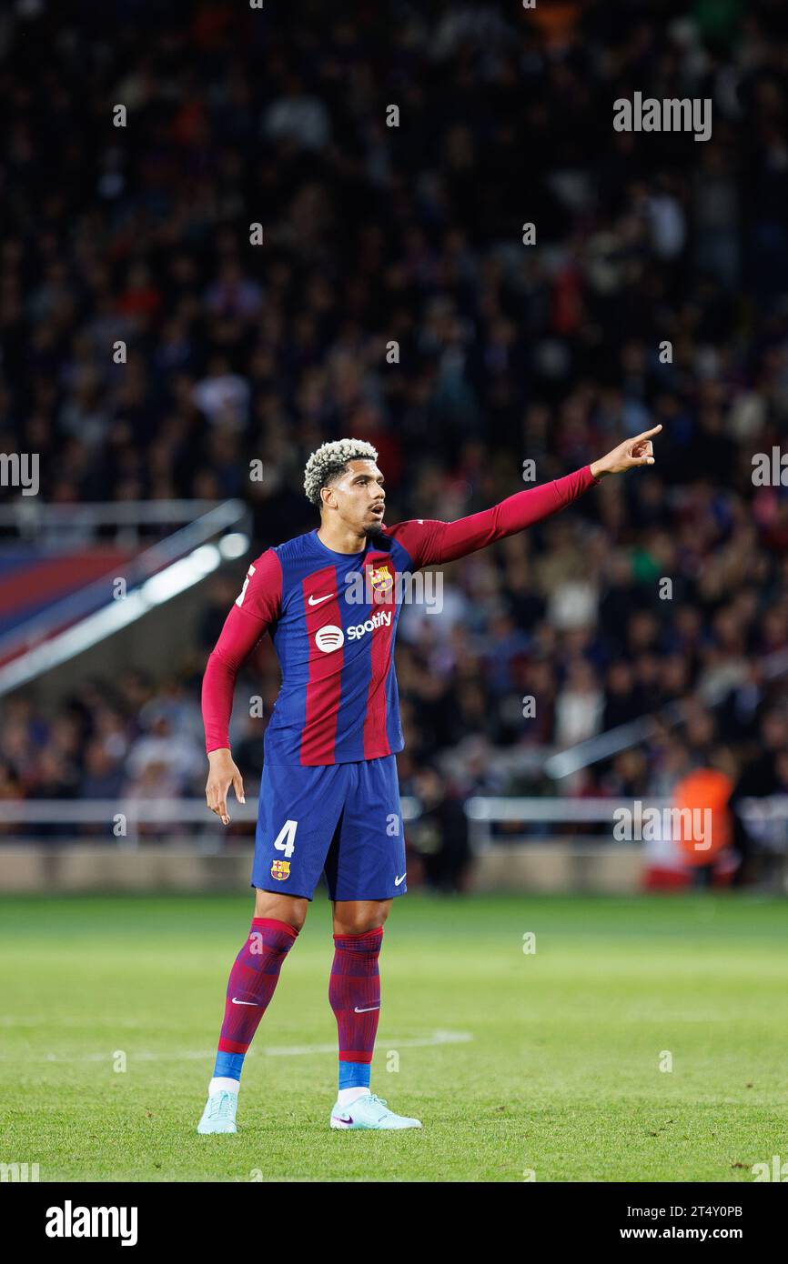 Barcelona, Spain. 22th Oct, 2023. Araujo in action during the LaLiga EA Sports match between FC Barcelona and Athletic Club de Bilbao at the Estadi Ol Stock Photo