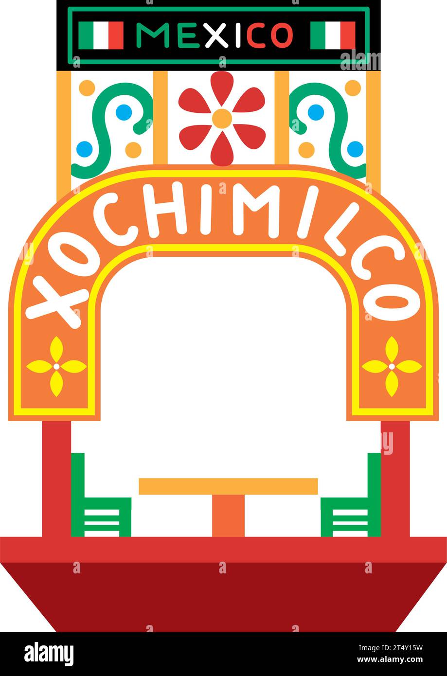 Mexico Xochimilco Trajinera Travel Stock Vector Image & Art - Alamy