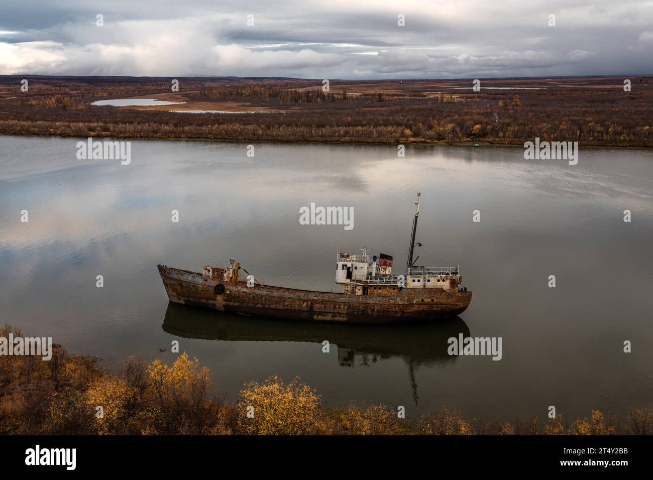 Shipwreck, Kolyma, Chersky, Yakutia, Russia Stock Photo