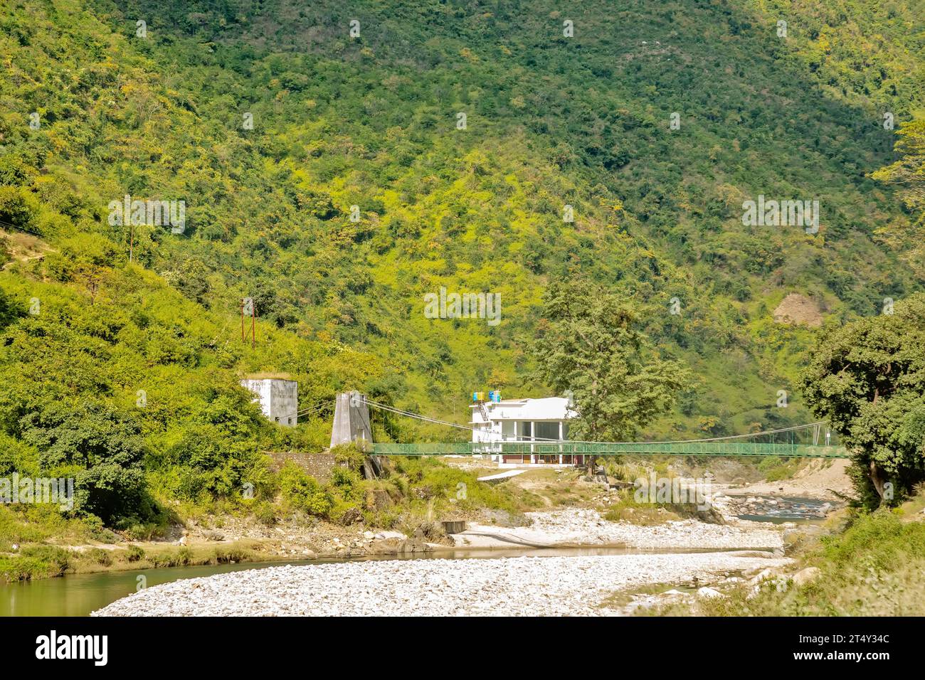 River at Frogpoint, Jhulla pull Garampani Khairna, Bhowali range, Uttarakhand, India Stock Photo