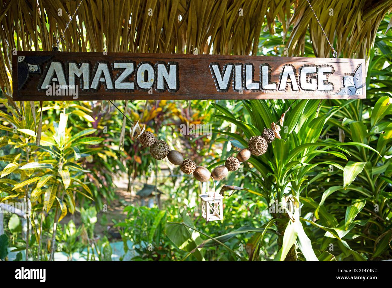 Amazon Village sign in the Amazon rainforest, Manaus, Amazonas State