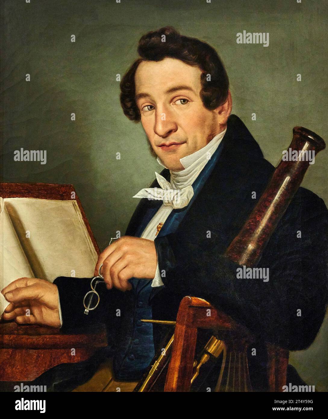 Ritratto del fagottista Giuseppe Tamplini - olio su tela - Luigi Trecourt - 1845 - Roma, Galleria Carlo Virgilio  & C. Stock Photo