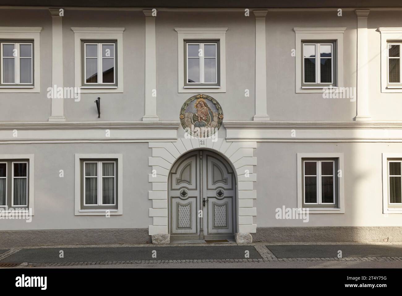 House facade in Mauthen, Koetschach-Mauthen, Gailtal, Carinthia, Austria Stock Photo