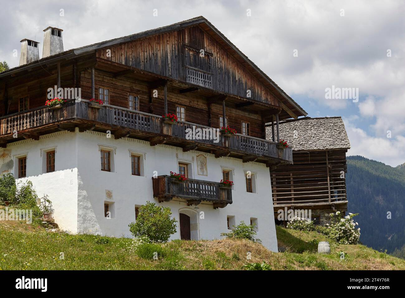 Farm in Nostra, Carnic Alps, Lesachtal, Carinthia, Austria Stock Photo