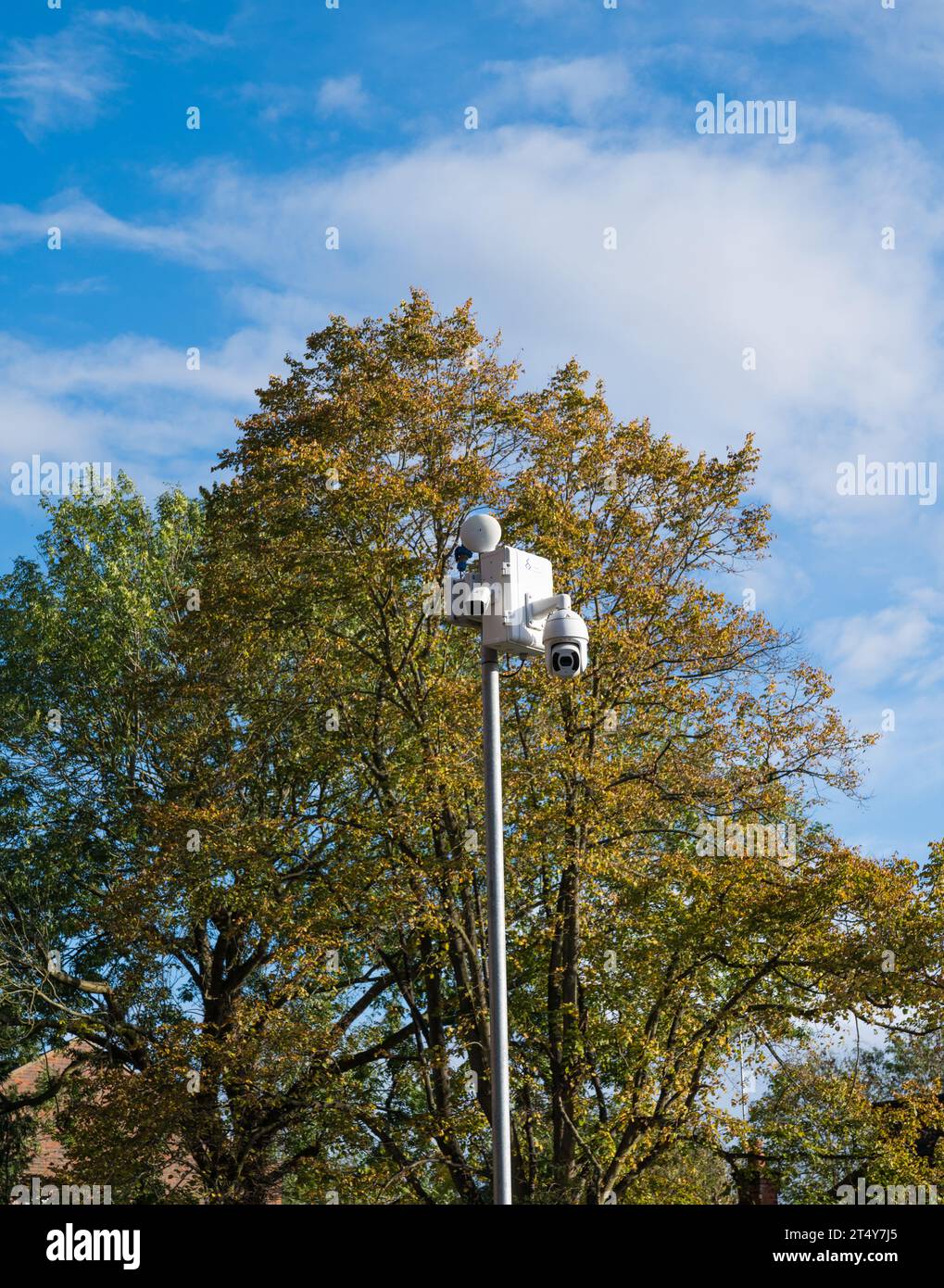 Local authority CCTV street surveillance cameras mounted at height on