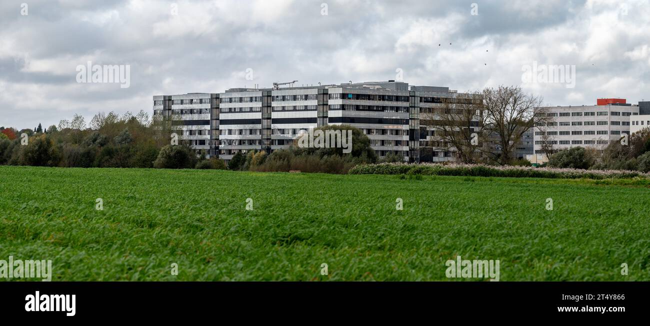Anderlecht, Brussels Capital Region, Belgium - October 28, 2023 - Extra large panorama over the Erasmus hospital site Stock Photo