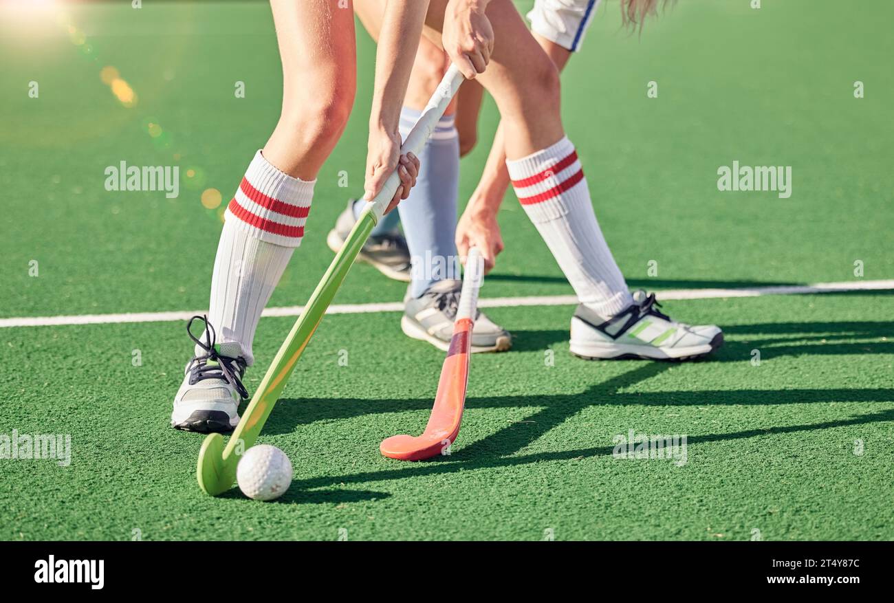 Hockey stick, hockey ball and turf competition, sports games and