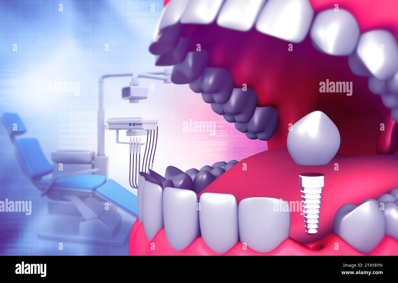 Human tooth with Dental Chair. Dental Services. 3d illustration Stock ...