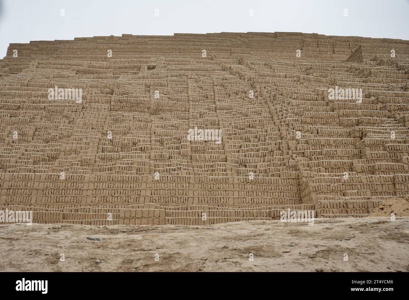 Huaca Pucllana, Mud bricks of the Ancient Peruvian Pyramid. Miraflores, Peru. Stock Photo