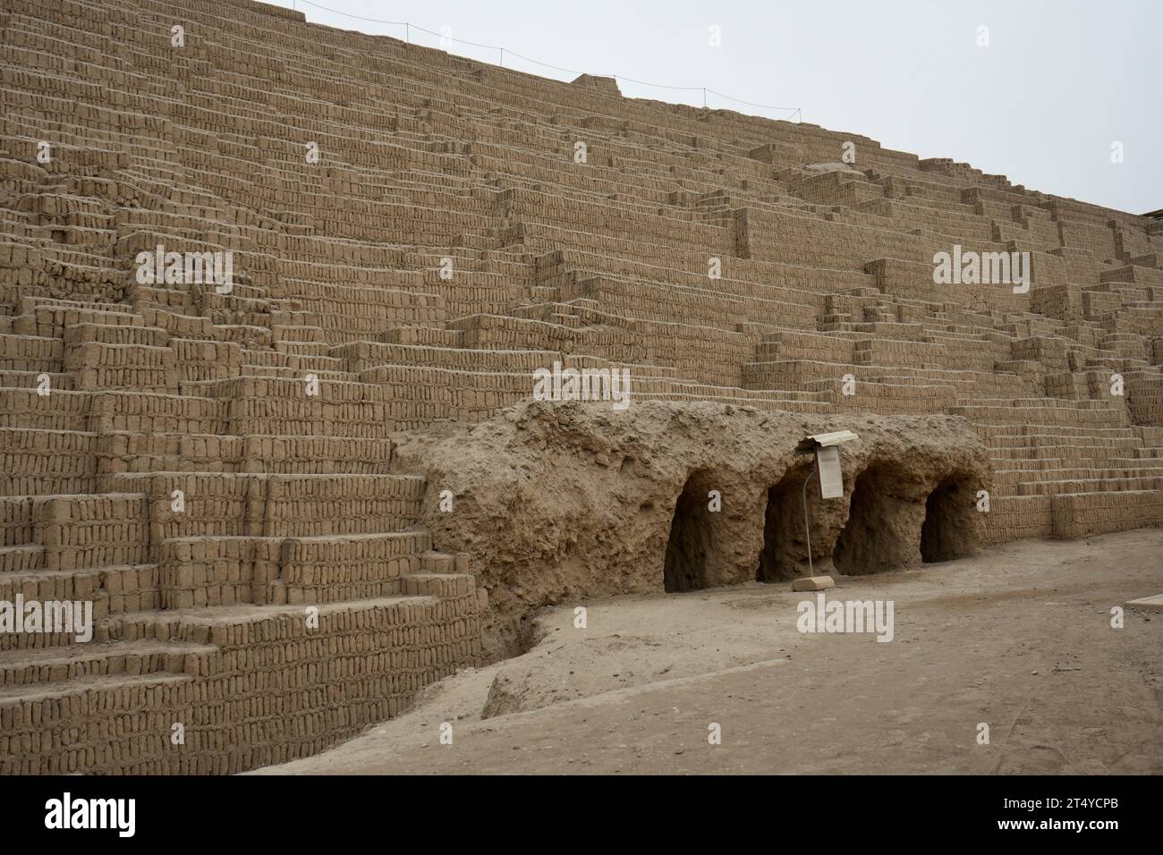 Huaca Pucllana, Mud bricks of the Ancient Peruvian Pyramid. Miraflores, Peru. Stock Photo