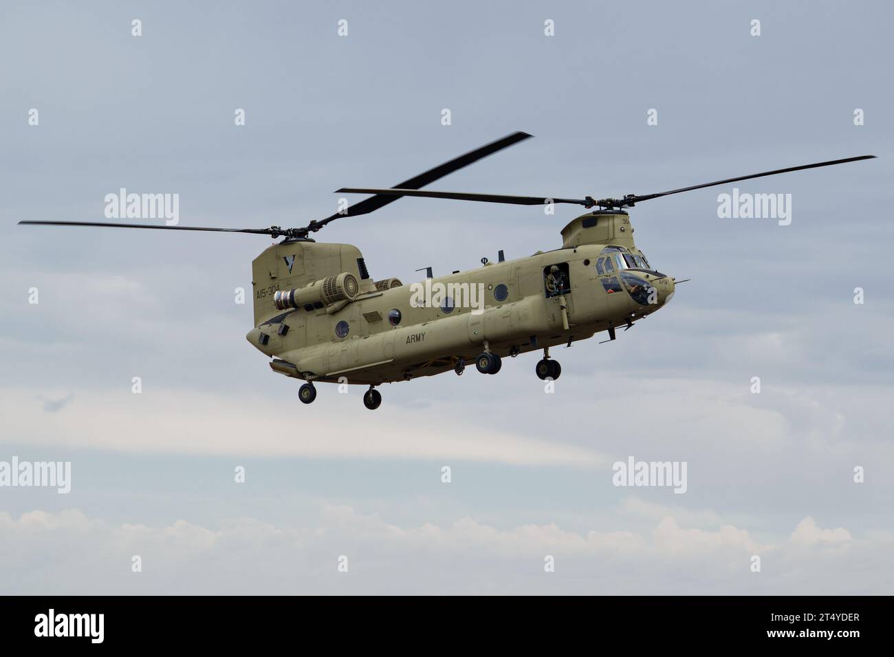 Australian Army Boeing CH-47F Chinook flying past at Avalon Airshow 2019. Stock Photo