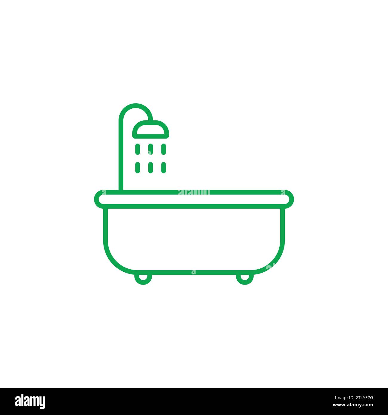 Green bathtub with shower line art icon Royalty Free Vector Stock ...