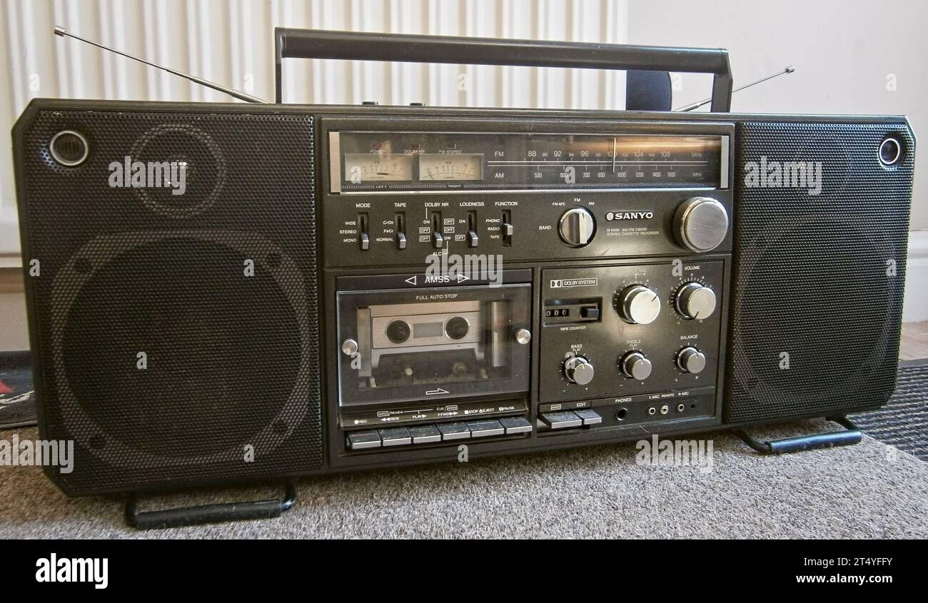 SANYO M 9998 stereo radio cassette boombox was introduced in the late 1970s Stock Photo