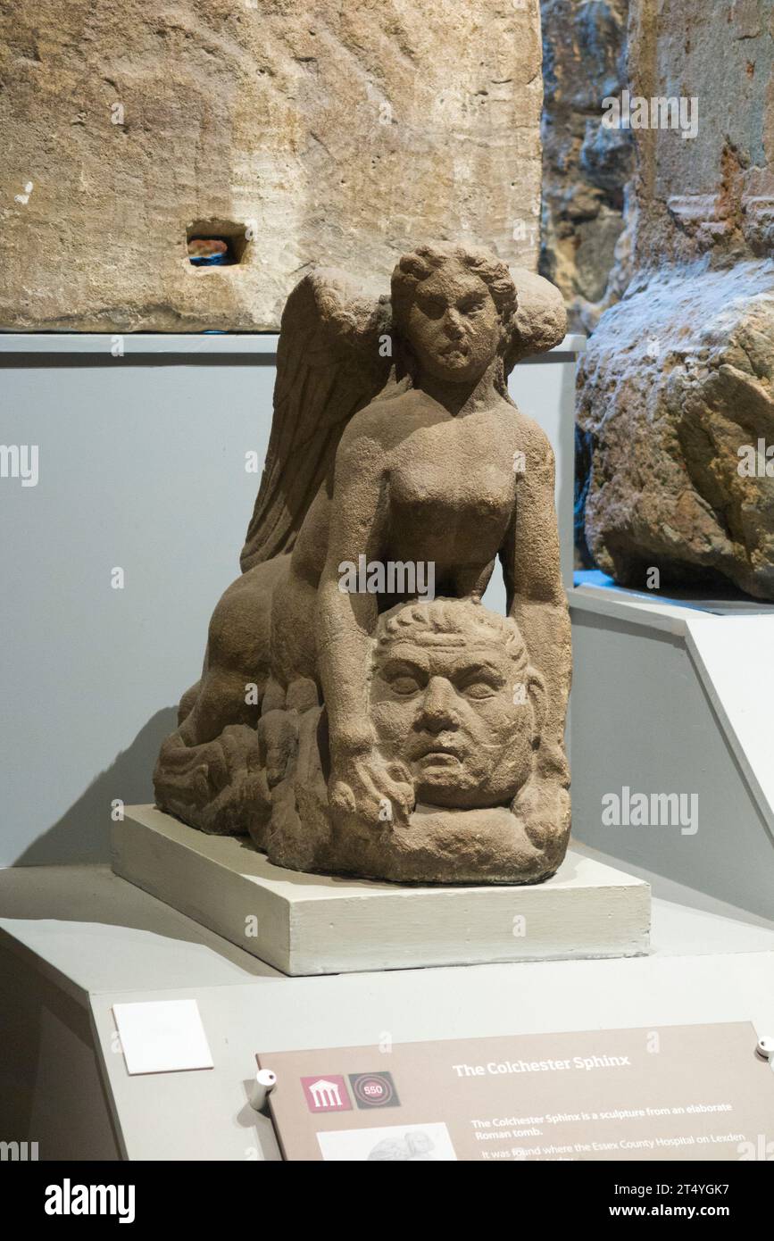 Colchester Sphinx; Roman sculpture dated 1st C CE / AD, probably part ...