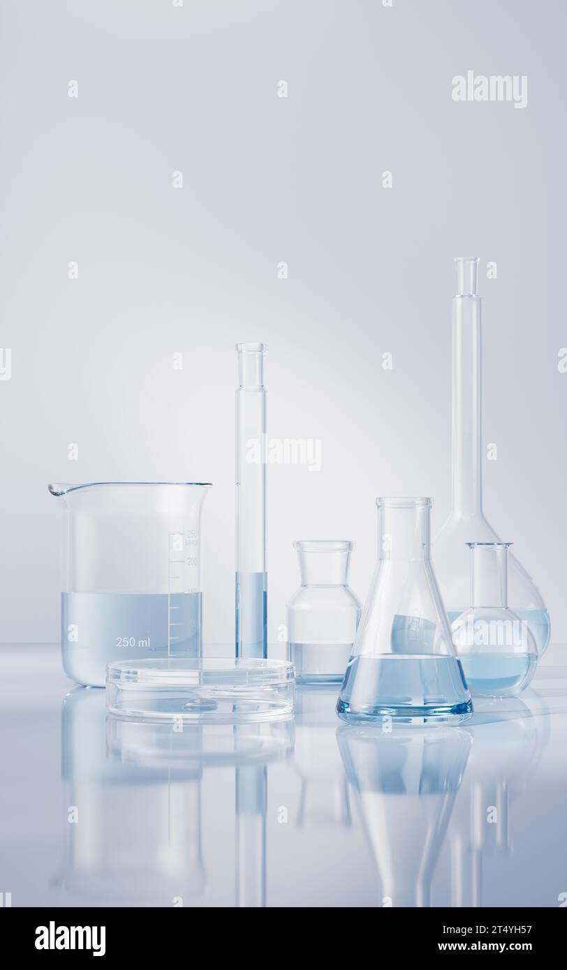Chemical instruments with biotechnology concept, 3d rendering. 3D ...