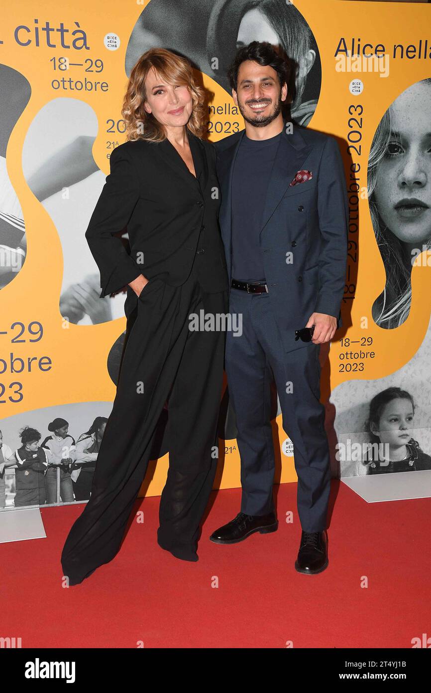 Rome, Italy. 29th Oct, 2023. Rome, Auditorium Conciliazione Alice Nella Citta' Red Carpet 'Shukran', In the photo: Barbara D'Urso with her son Emanuele Credit: Independent Photo Agency/Alamy Live News Stock Photo