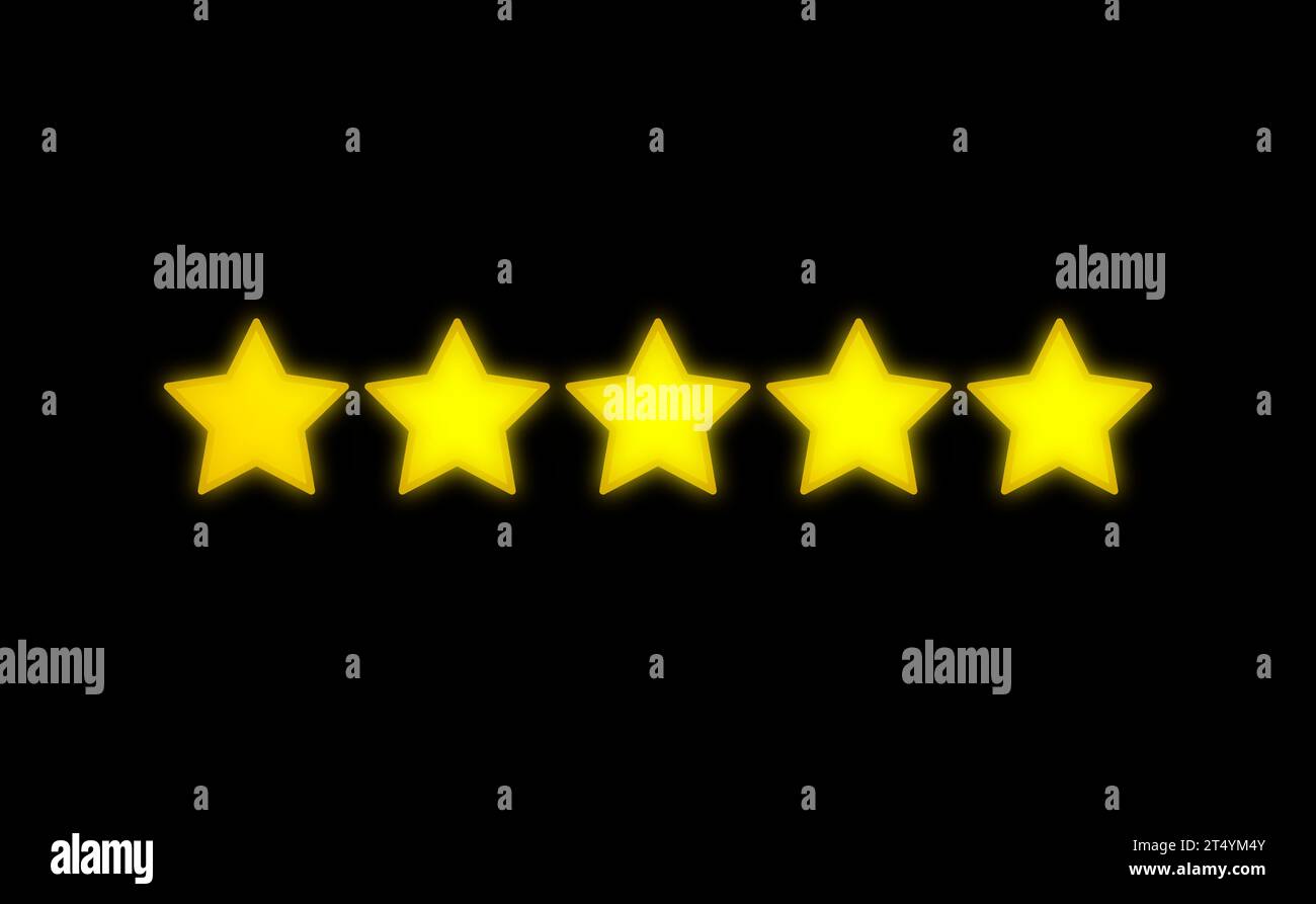 Five stars on black background. Five stars lined up on black background ...