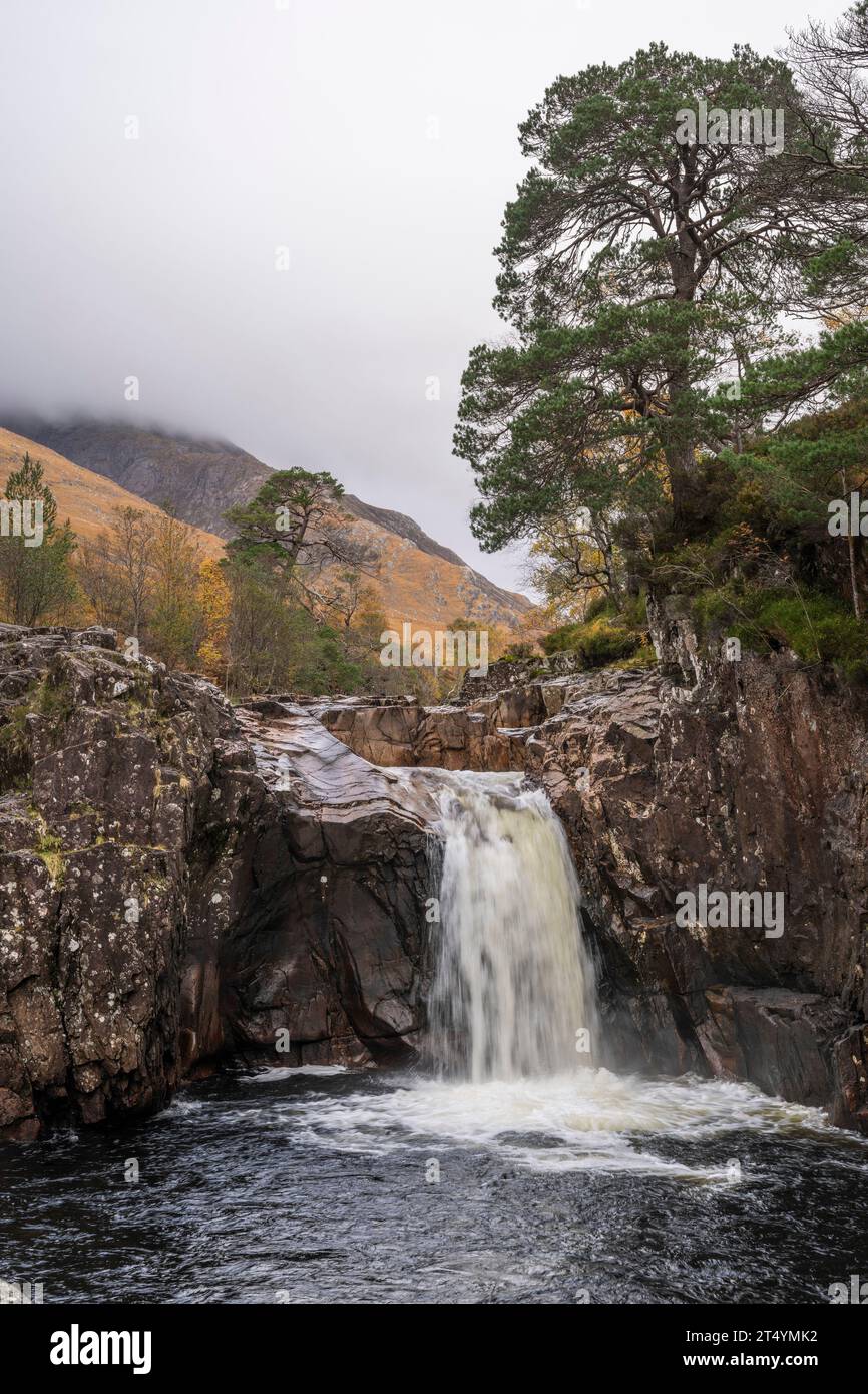 Waterfall on the River Etive, Glen Etive, Highlands, Scotland Stock Photo