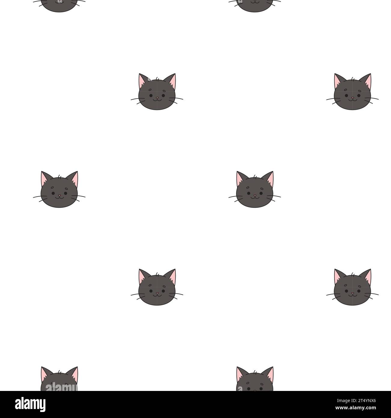 Black Cat muzzle pattern. Cat character is in doodle style for ...