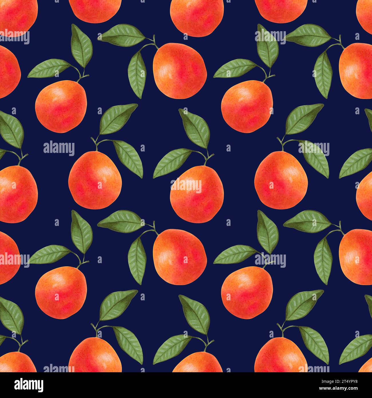 Fruit seamless pattern of whole grapefruit with leaves on a blue ...