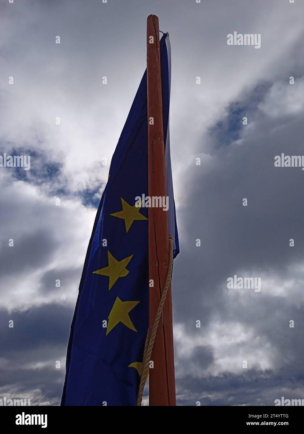 European Union flag, blue flag with yellow stars representing the EU ...