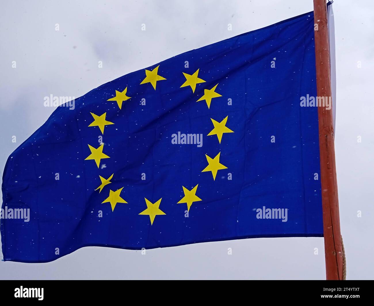 European Union flag, blue flag with yellow stars representing the EU