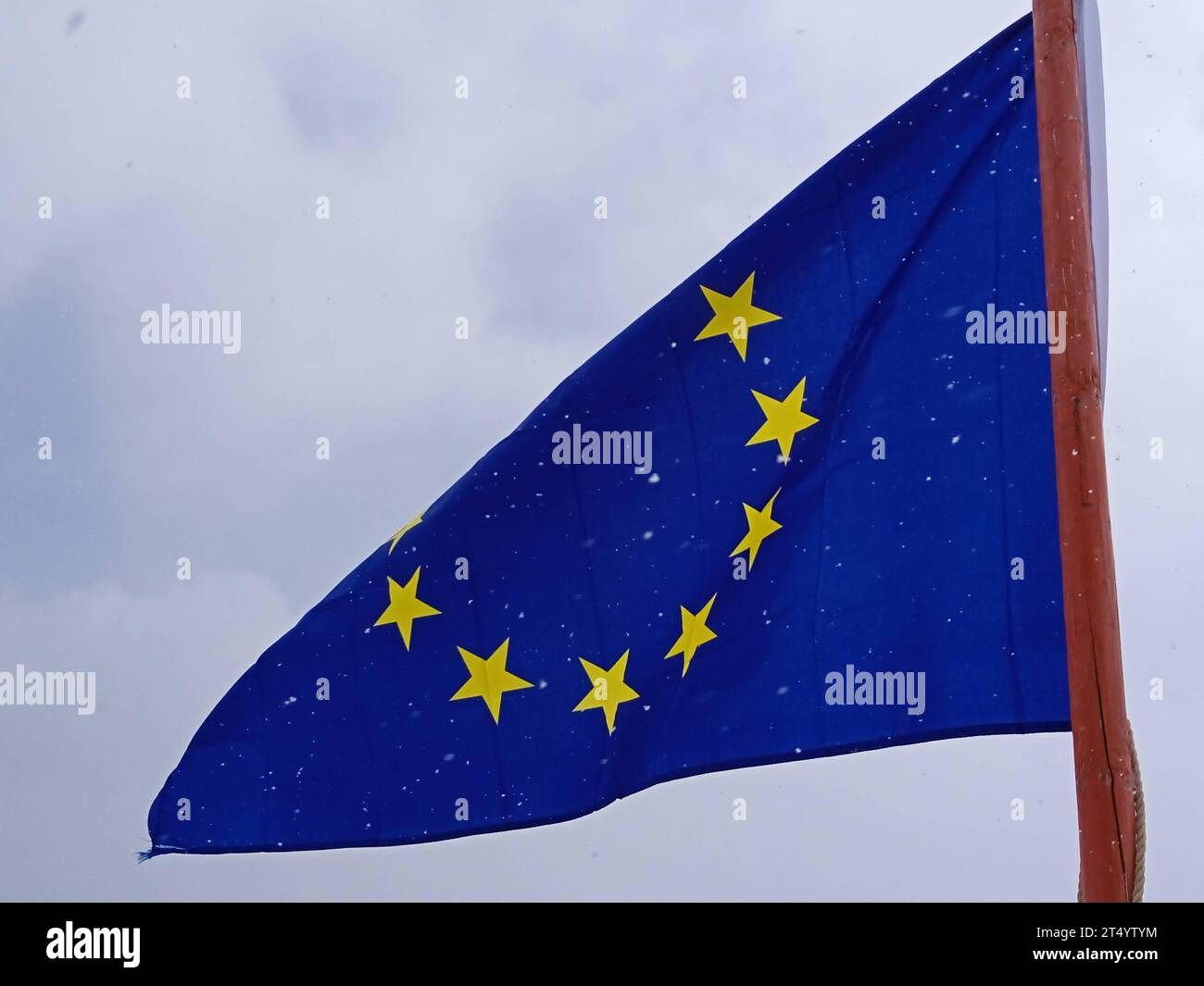 European Union flag, blue flag with yellow stars representing the EU ...