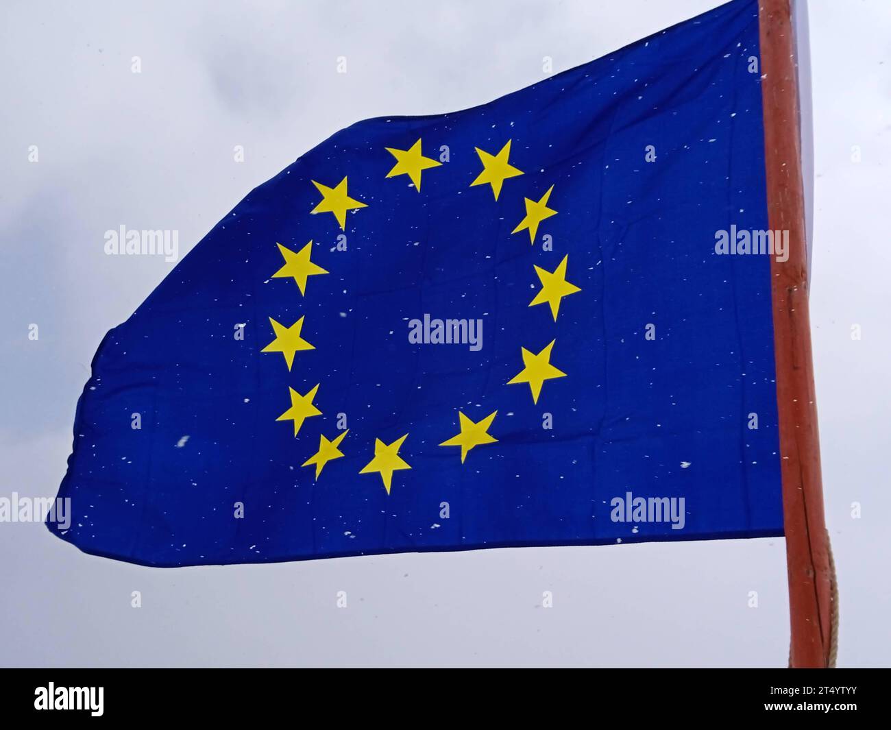 European Union flag, blue flag with yellow stars representing the EU ...