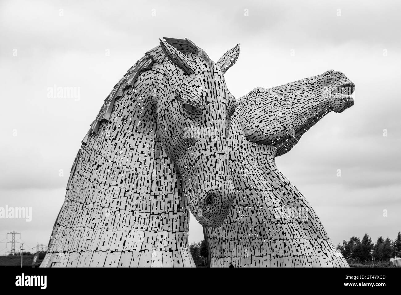 The kelpie or “merfolk horse” is a shape-shifting creature mentioned in several myths and legends from Scottish folklore. The Kelpies are two outdoor Stock Photo