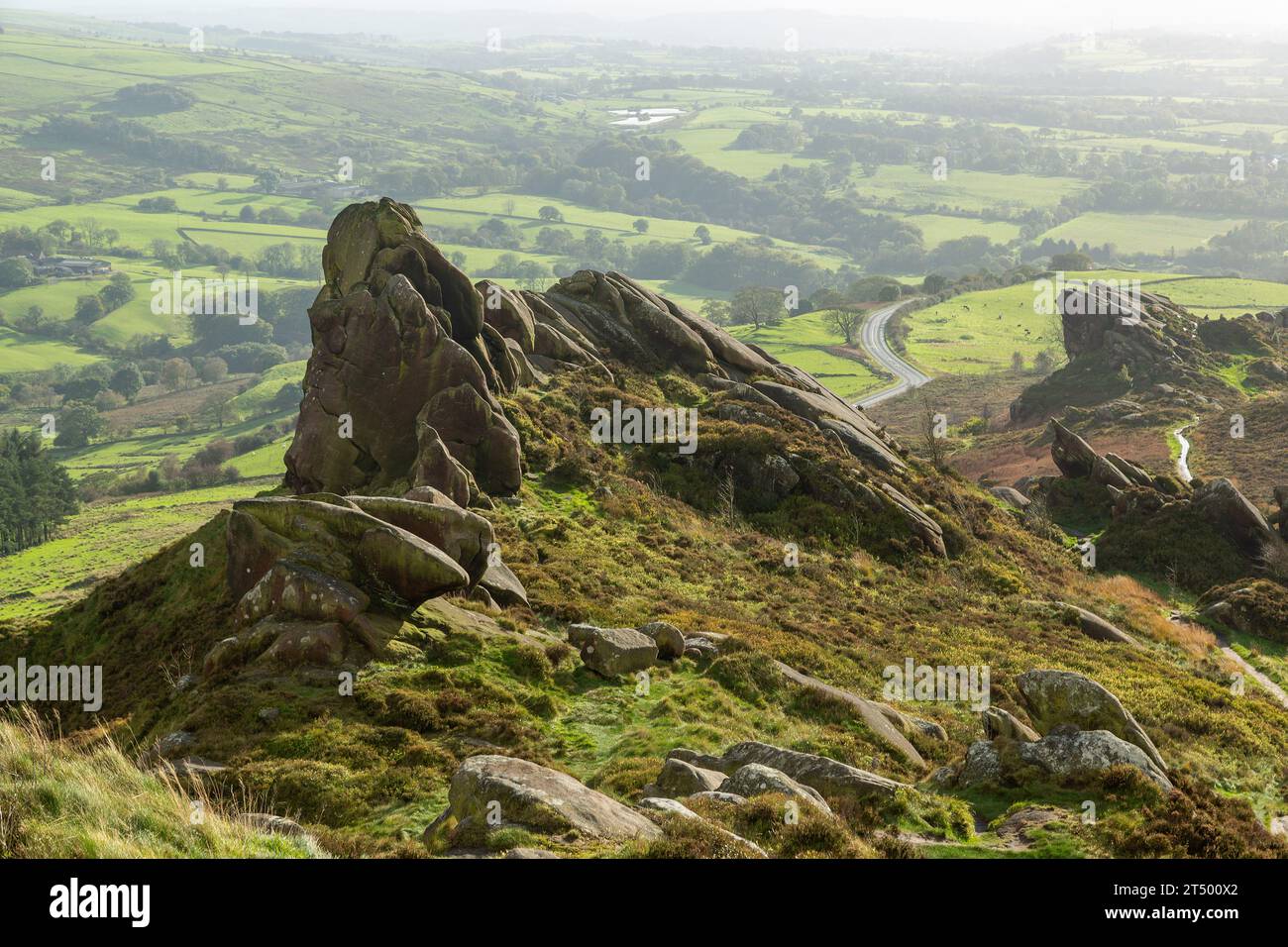 Looking South West along the Ramshaw Rocks, near Upper Hulme, Staffordshire Peak District, England Stock Photo