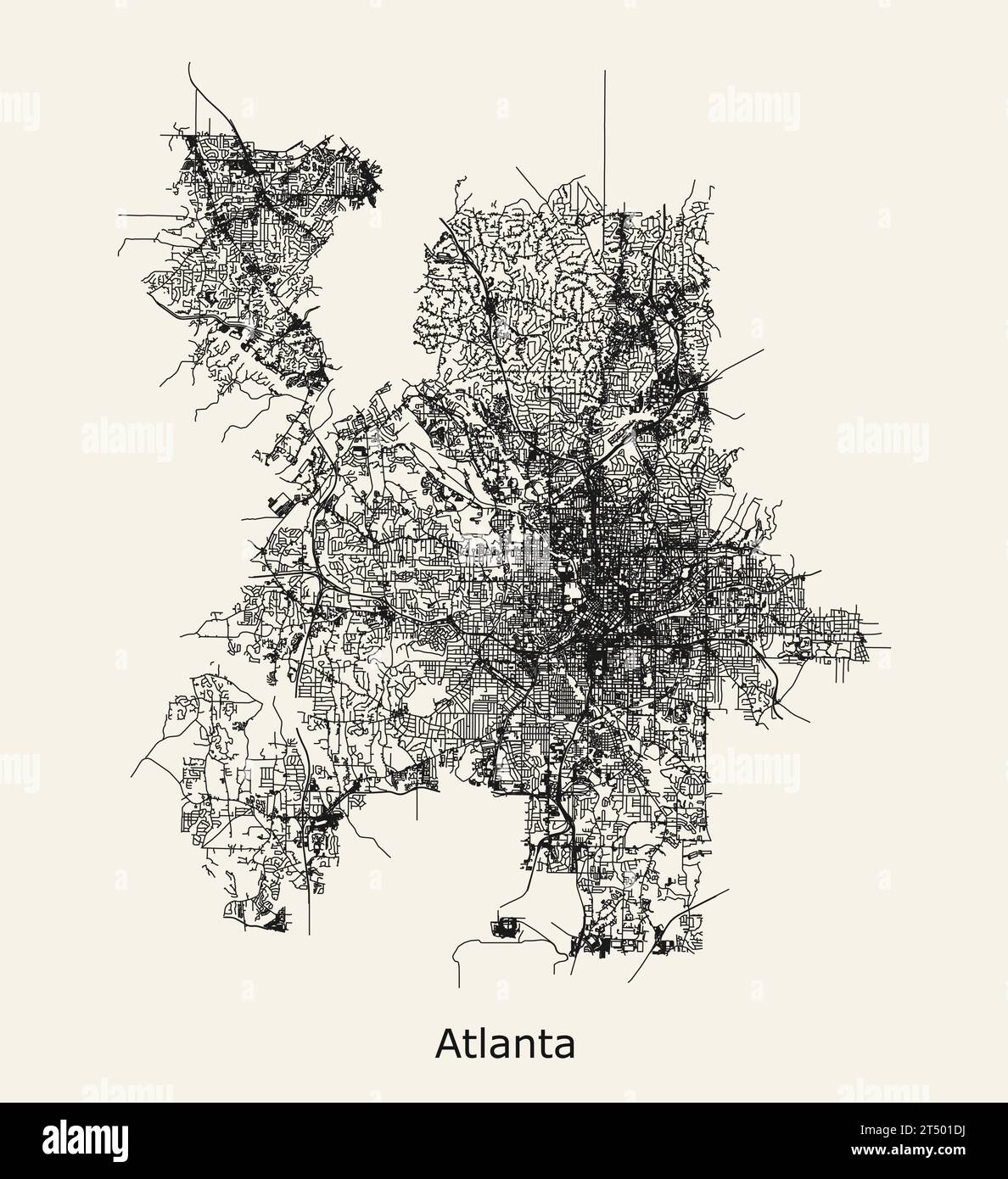 Vector road map ATLANTA GEORGIA - Vector Road Map Atlanta Georgia United States 2T501DJ