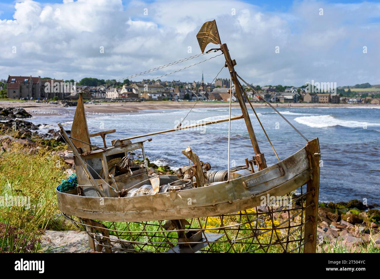 Fishing boat 'James & Seth', a sculpture by Jim Malcolm, known as the