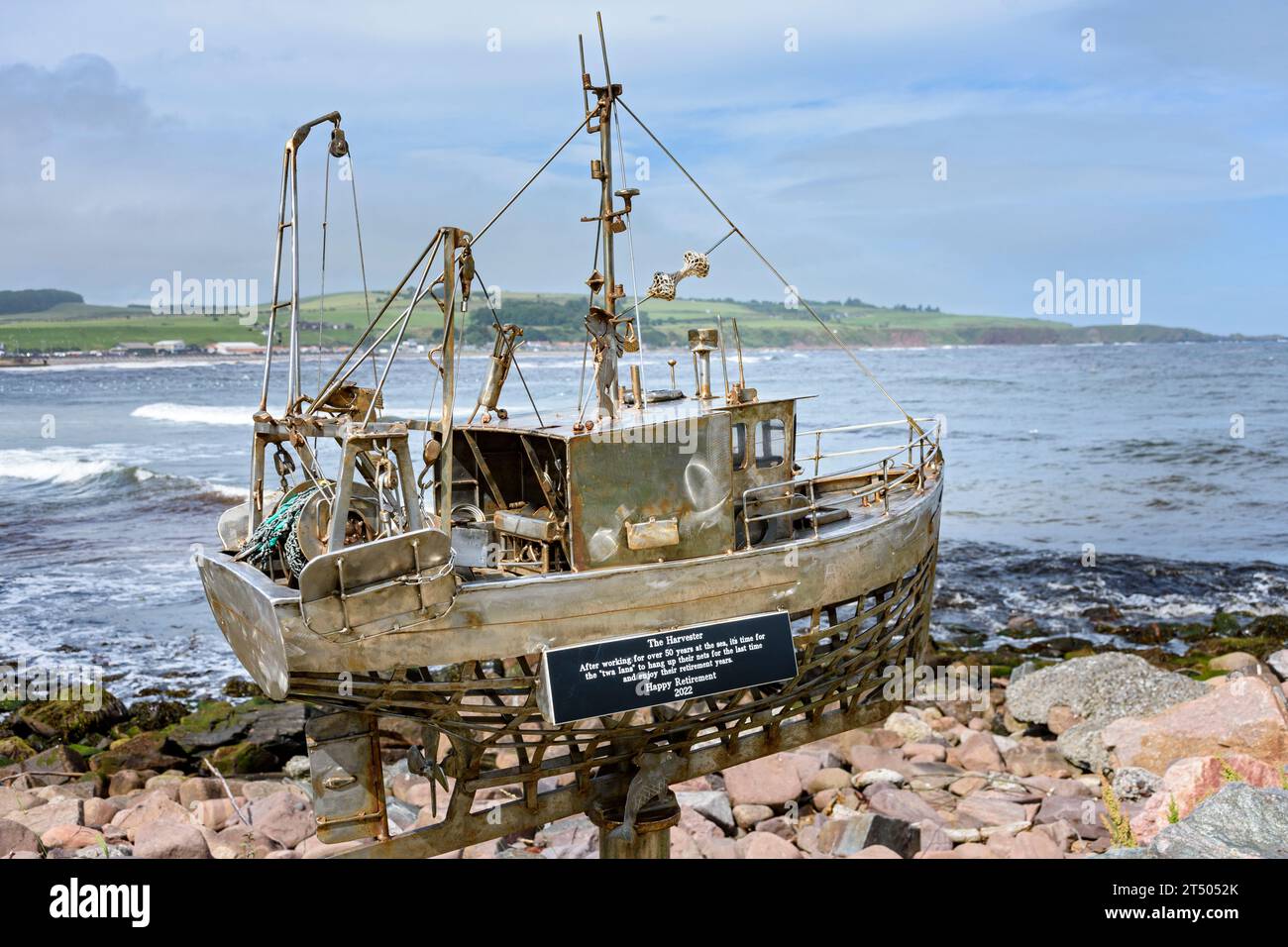 The Harvester, a sculpture of a fishing boat, by Jim Malcolm, known as
