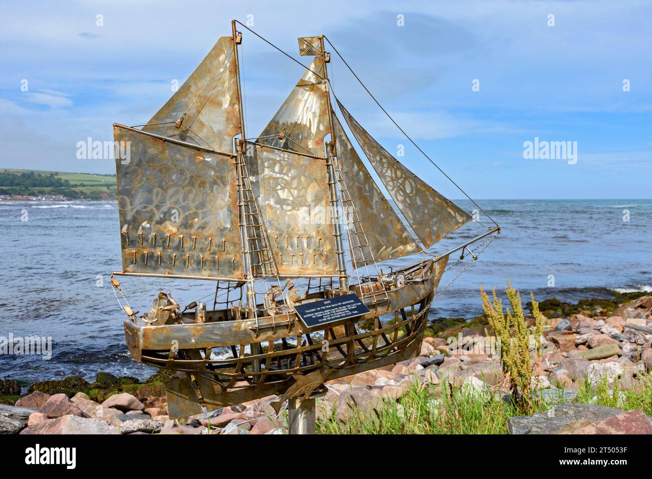 Sculpture of the schooner 'The Nymph' by Jim Malcolm, known as the