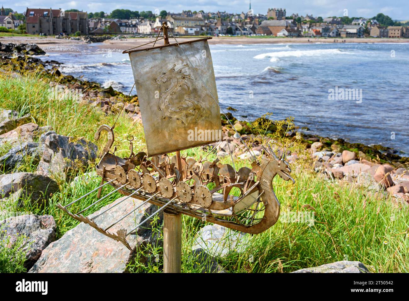 Viking Longboat sculpture by Jim Malcolm, known as the Stonehaven