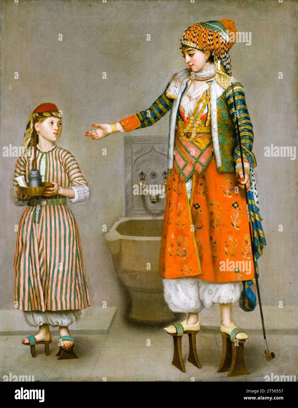 JeanÉtienne Liotard, A Lady in Turkish Dress and Her Servant, portrait