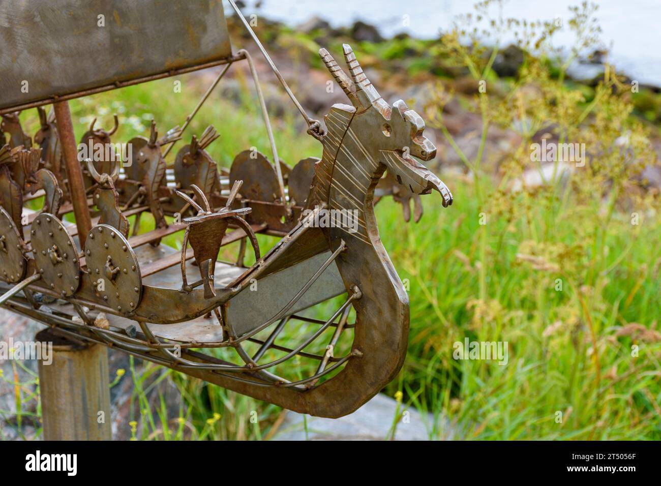 Viking Longboat sculpture by Jim Malcolm, known as the Stonehaven
