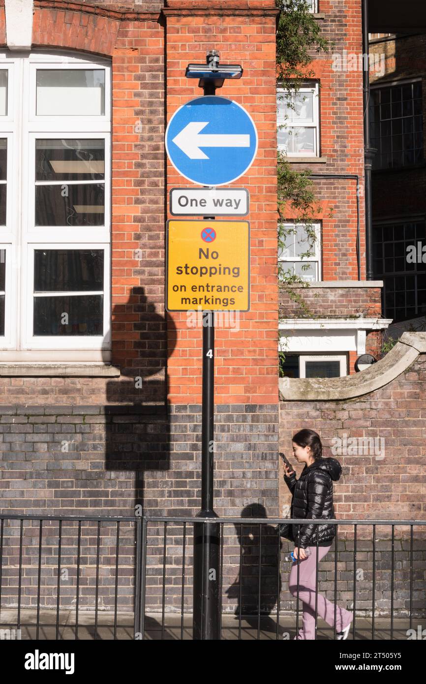 One Way blue street sign in Covent Garden in London's West End, England, U.K. Stock Photo