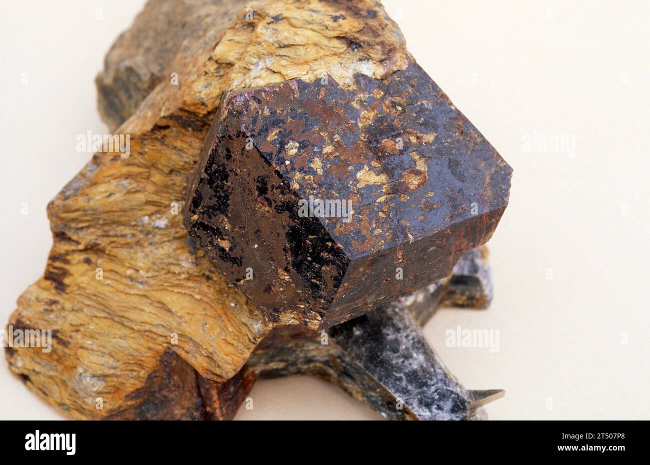 Andradite is a variety of garnet composed by iron calcium silicate. Crystal. Stock Photo