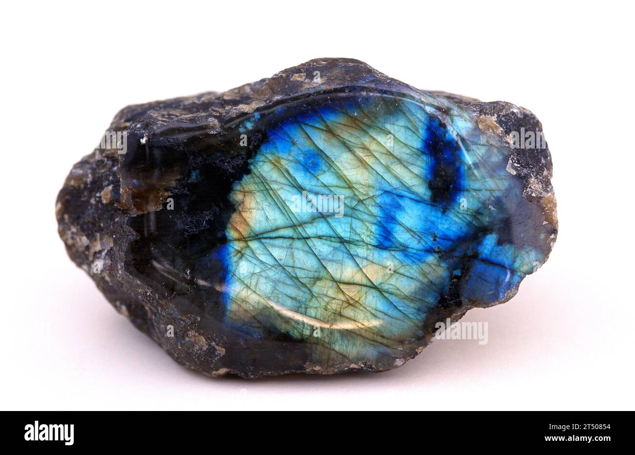 Labradorite is a calcium sodium aluminium silicate mineral. Sample with ...