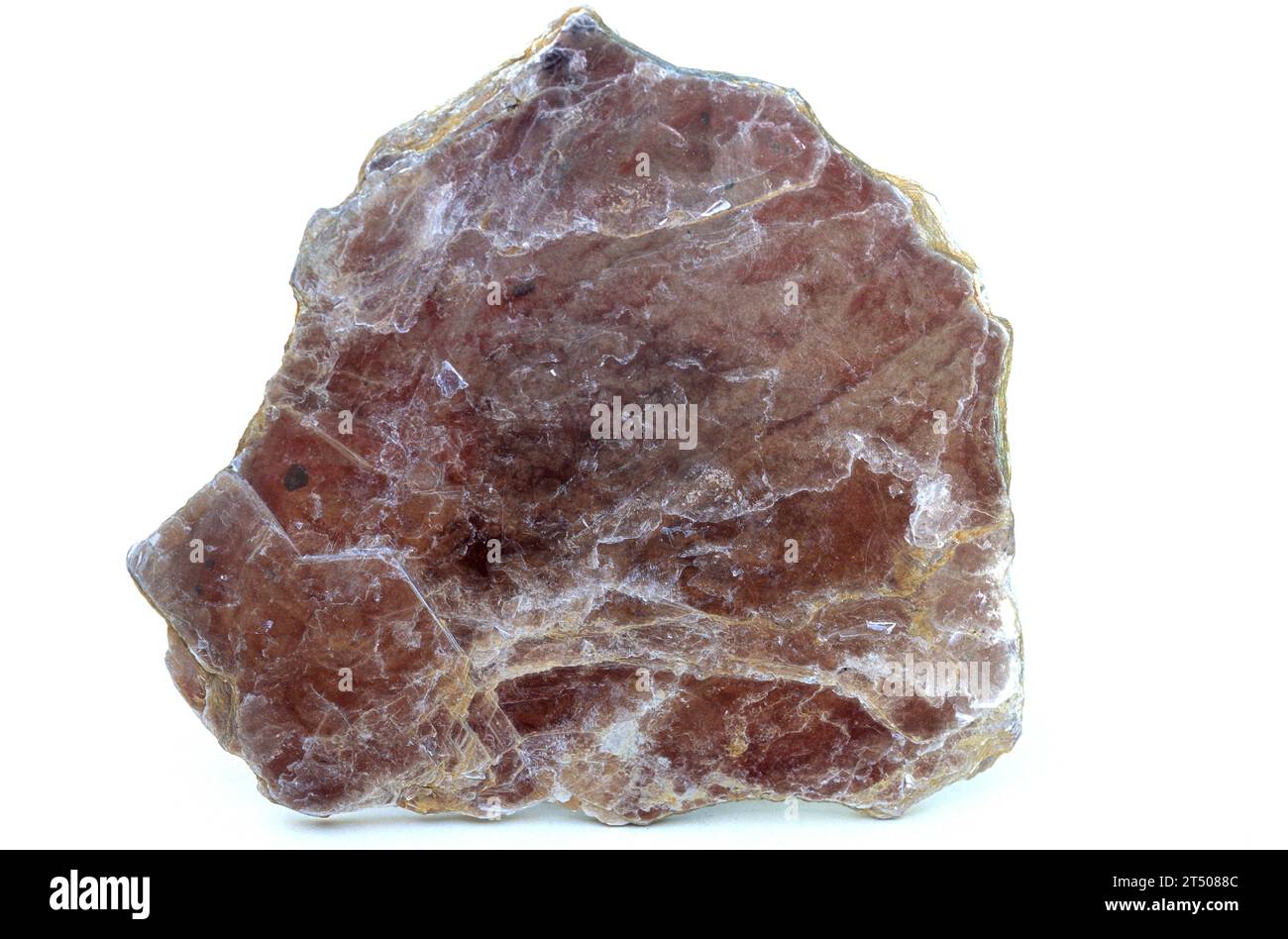 Muscovite or common mica is a silicate from the mica group rich on potassium. Sample. Stock Photo