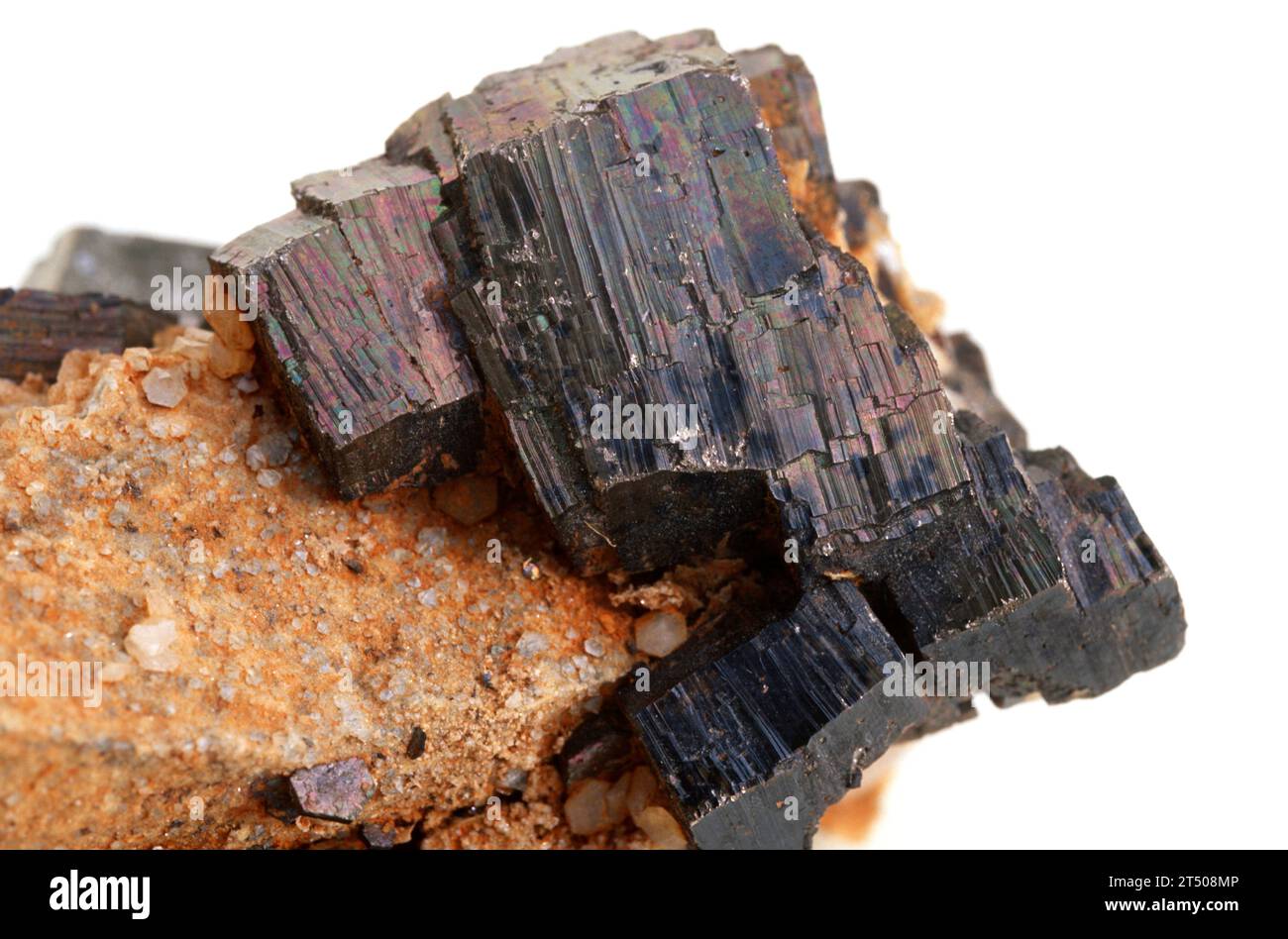 Pyrrhotite is an iron sulfide mineral. Crystallized sample Stock Photo