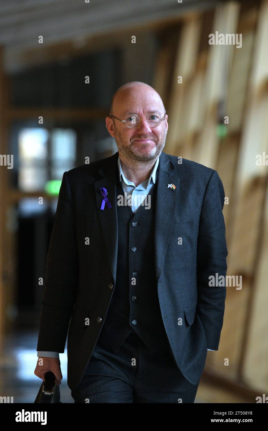Edinburgh Scotland, UK 02 November 2023. Co-Leader of the Scottish Green Party Patrick Harvie MSP at the Scottish Parliament for First Minister Questions. credit sst/alamy live news Stock Photo