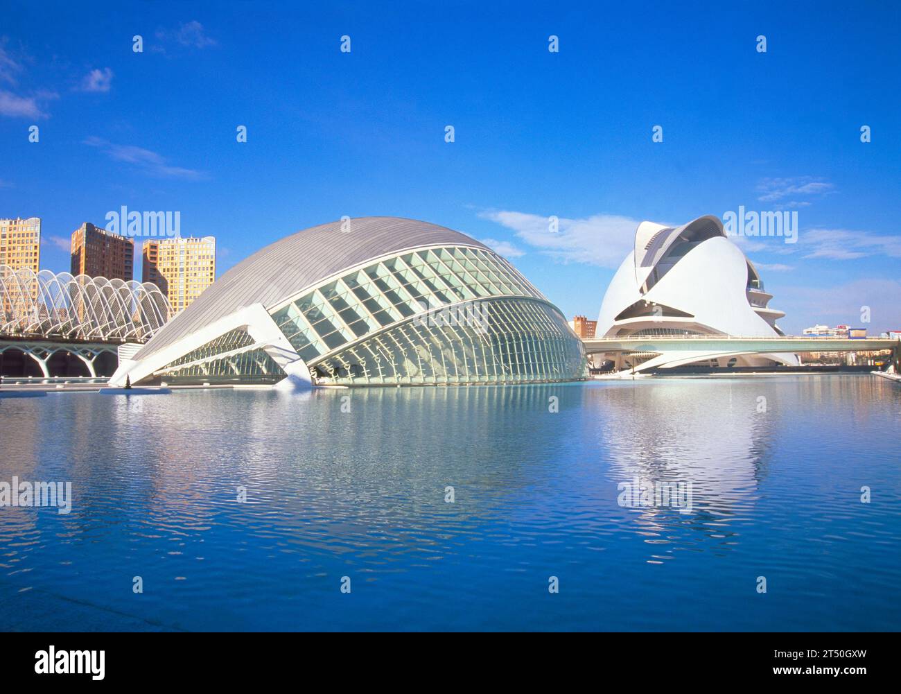 Palau de les Arts and Hemisferic, City of Arts and Sciences. Valencia, Spain. Stock Photo