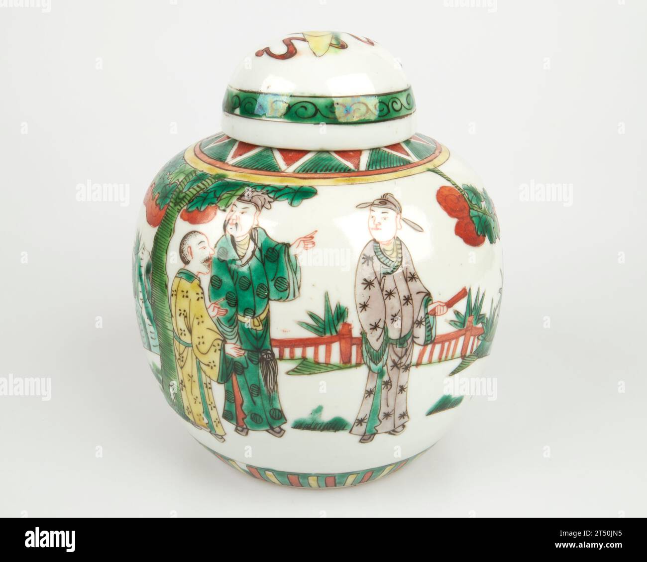 Vintage Chinese Famille Verte warrior porcelain vase and cover Stock ...