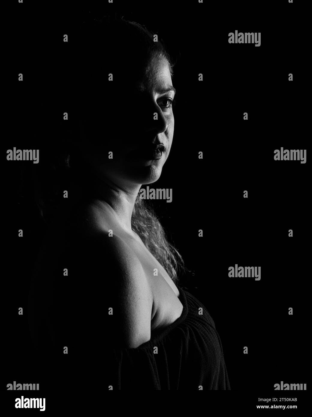 High contrast black and white portrait of a beautiful girl Stock Photo ...